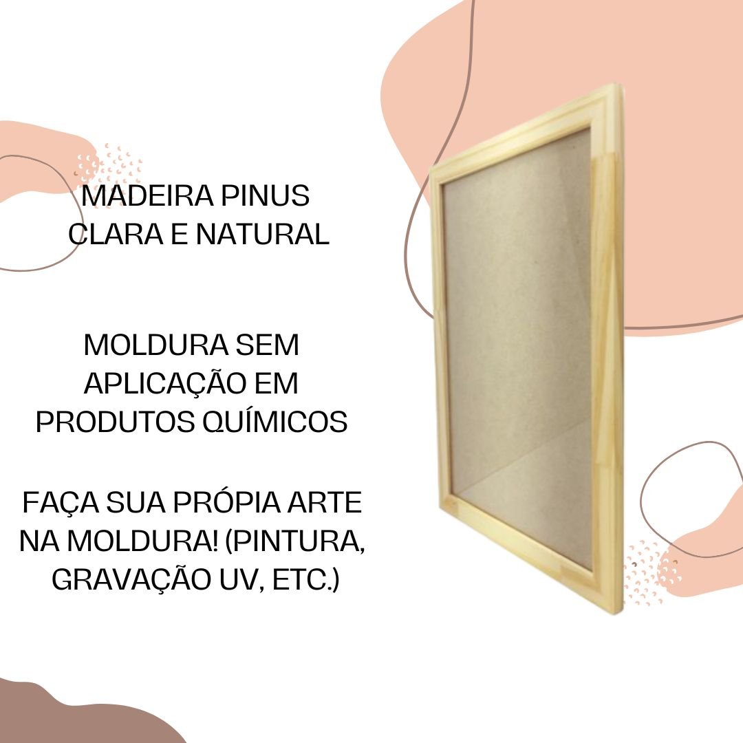 Moldura De Pinus Natural Para Quadros Decorativos Fundo Mdf E